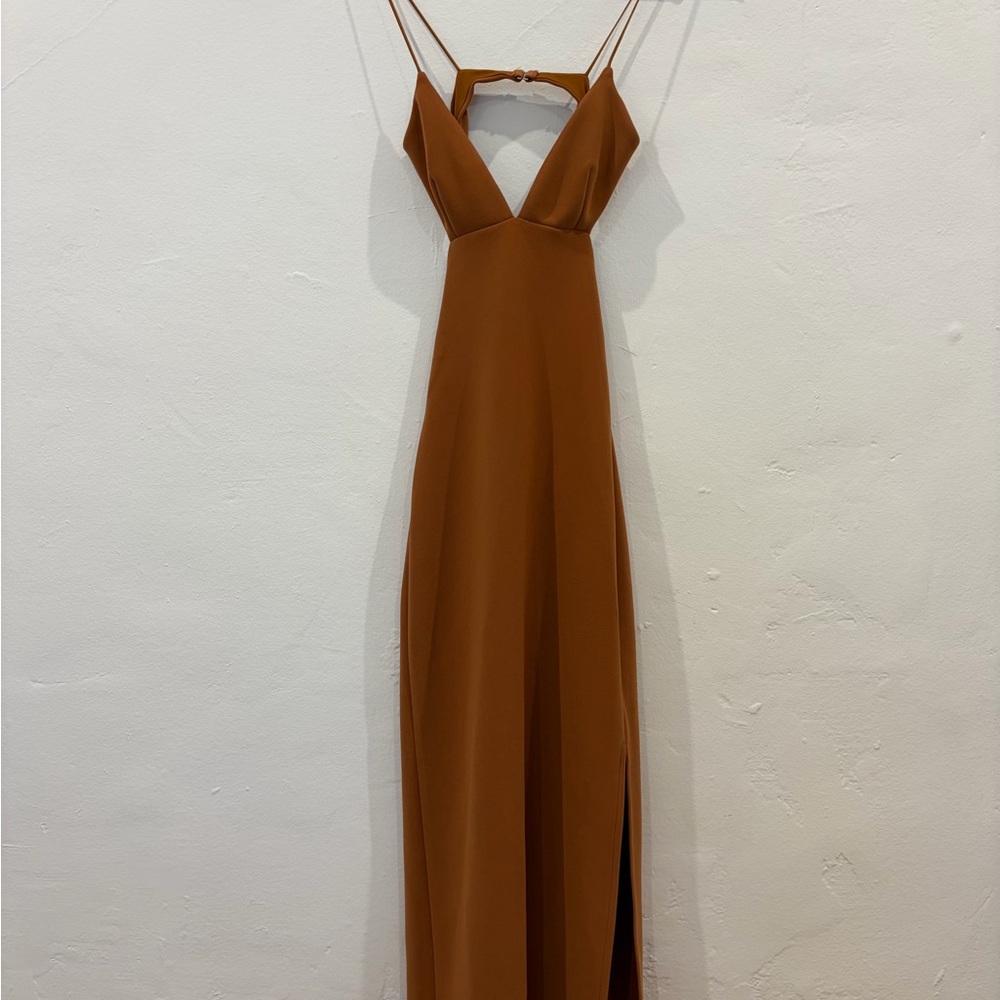 Bec + Bridge Rust Brown Spaghetti Strap Midi dress